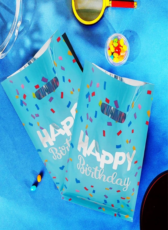 HSPAIDYP 30 Pcs Happy Birthday Party GiftBags,Candy Favor Bags,Plastic Gift Candy GiftBags,Blue Goodies GiftBags for Baby Showers Birthday Party Decorations (Blue Gift Bags) - Image 2